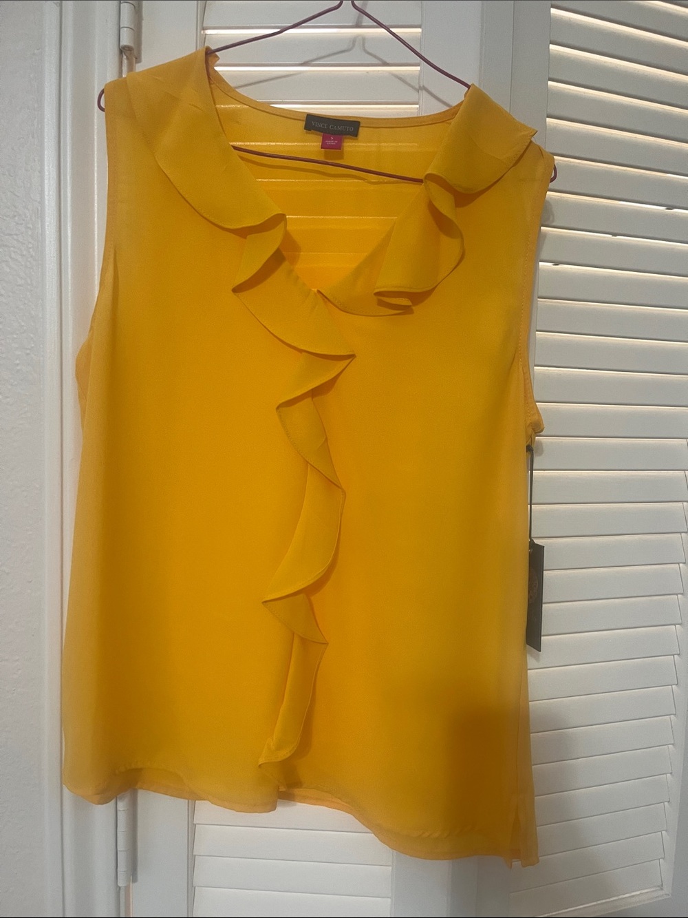 Vince Camuto Bright Yellow Ruffle-Front Sleeveless Camisole